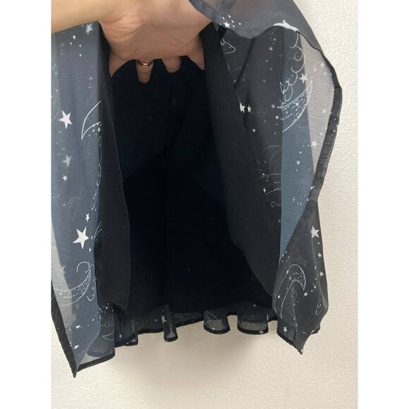 eShakti Black Dress Maxi Black Celestial Stars Half Sleeves Empire Waist Large - Picture 11 of 15